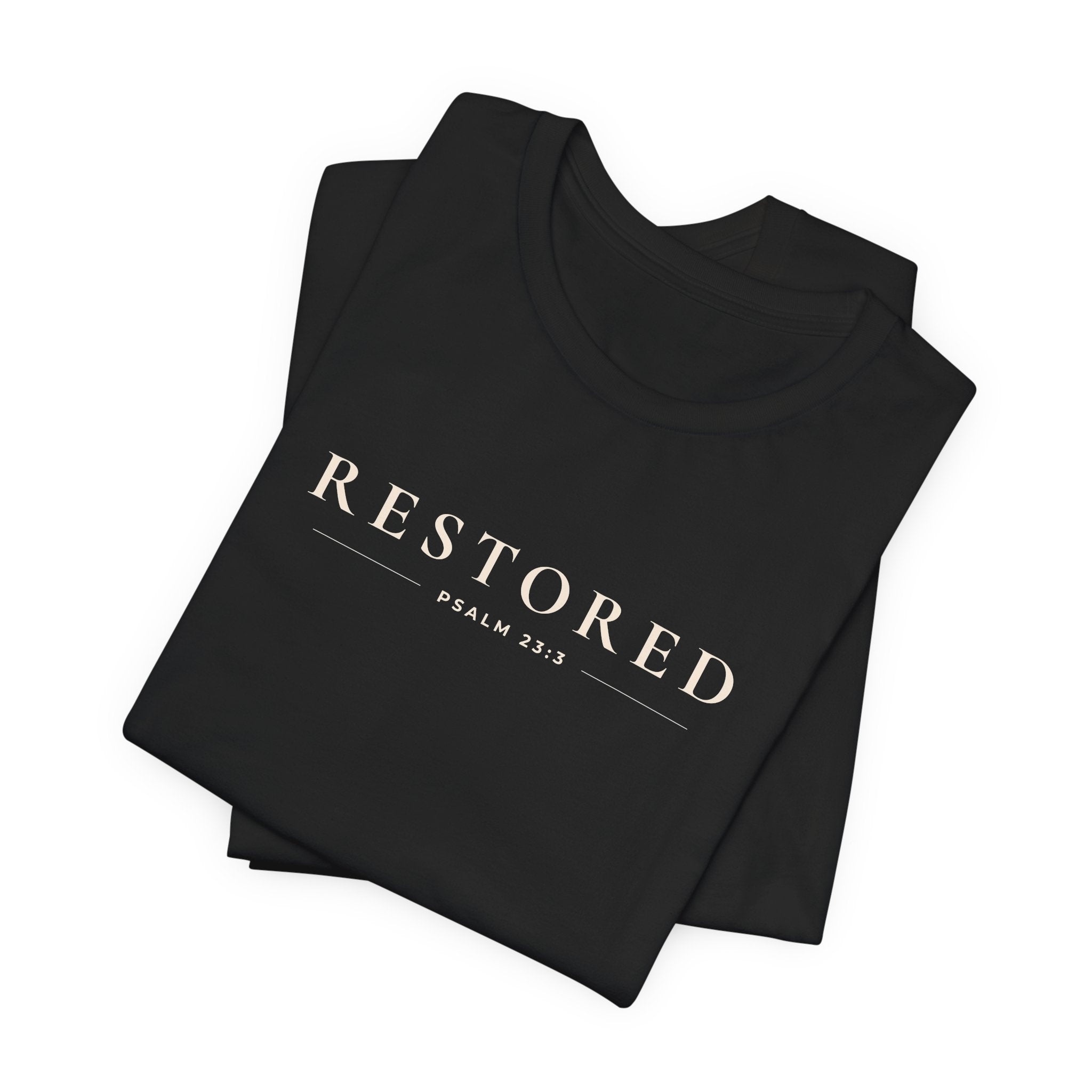Restored Minimal Typography Unisex T-Shirt – Faith-Inspired Statement Tee