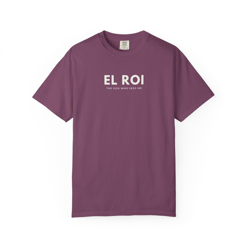 Berry El Roi Christian T-shirt with “The God Who Sees Me” design on a white background.
