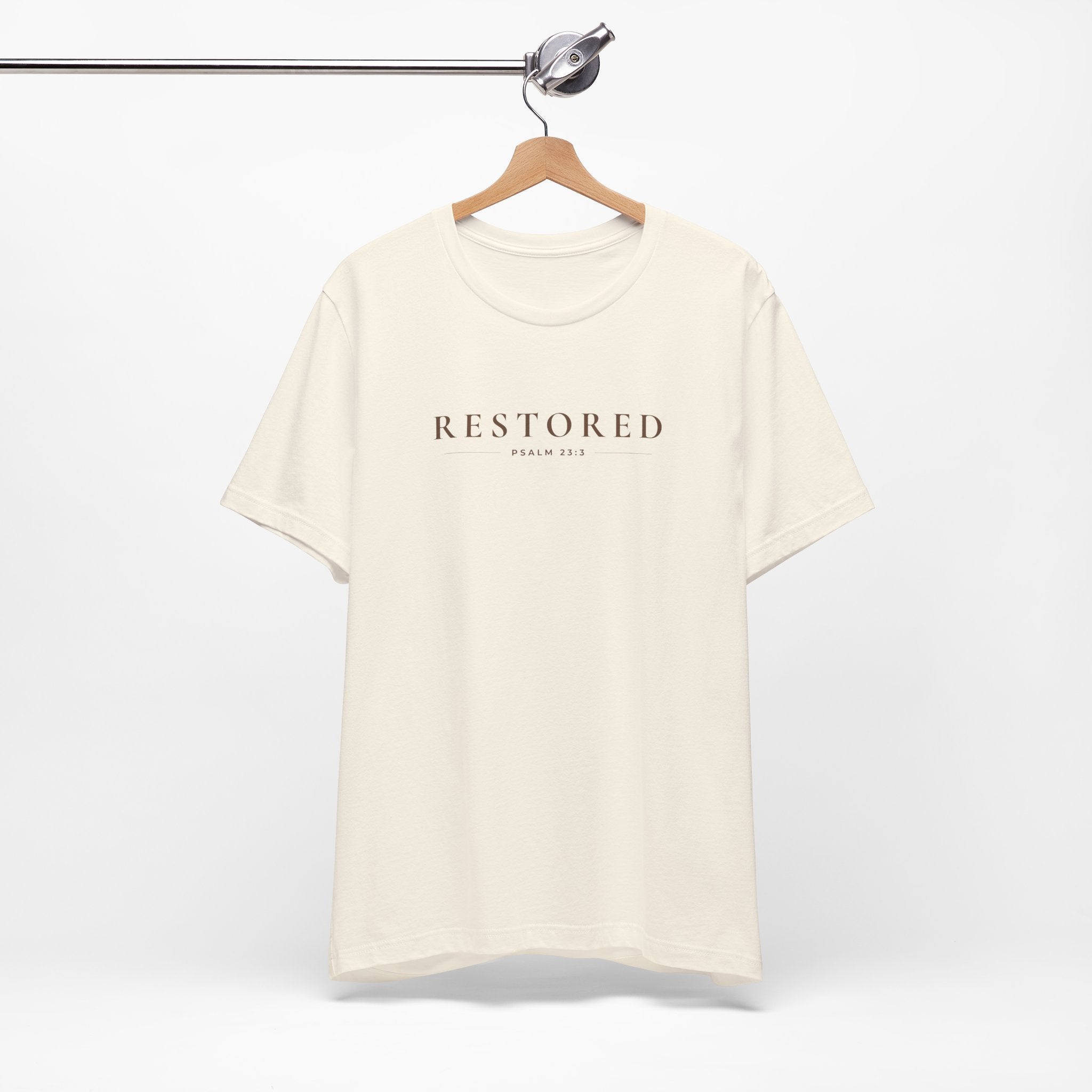 Restored Minimal Typography Unisex T-Shirt – Faith-Inspired Statement Tee