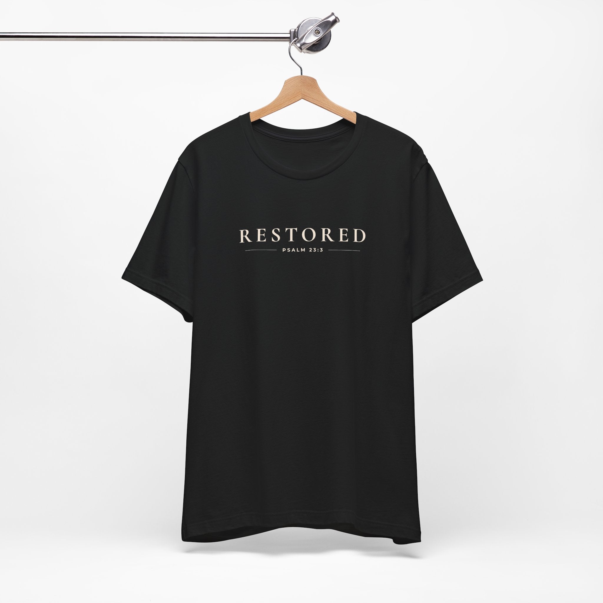 Restored Minimal Typography Unisex T-Shirt – Faith-Inspired Statement Tee