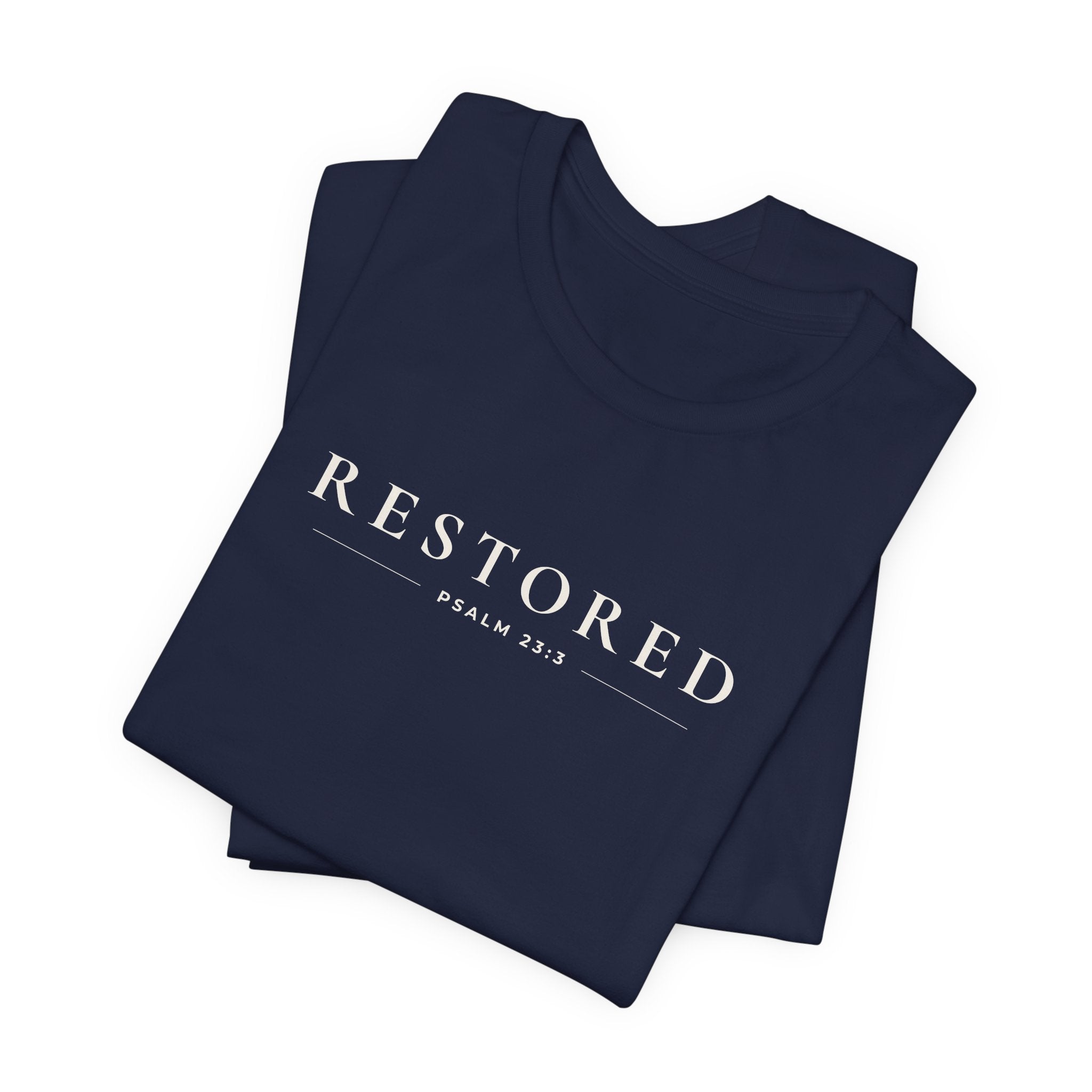 Restored Minimal Typography Unisex T-Shirt – Faith-Inspired Statement Tee